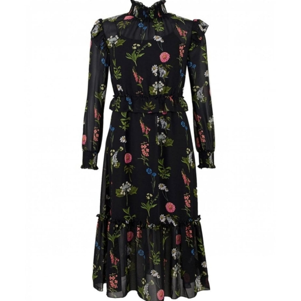 🍒NWT🍒 TED BAKER  BOTANICAL MIDI DRESS - Picture 6 of 8